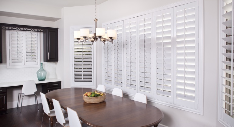 white shutters in Raleigh dining room